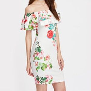 Ruffle off shoulder bodycon dress